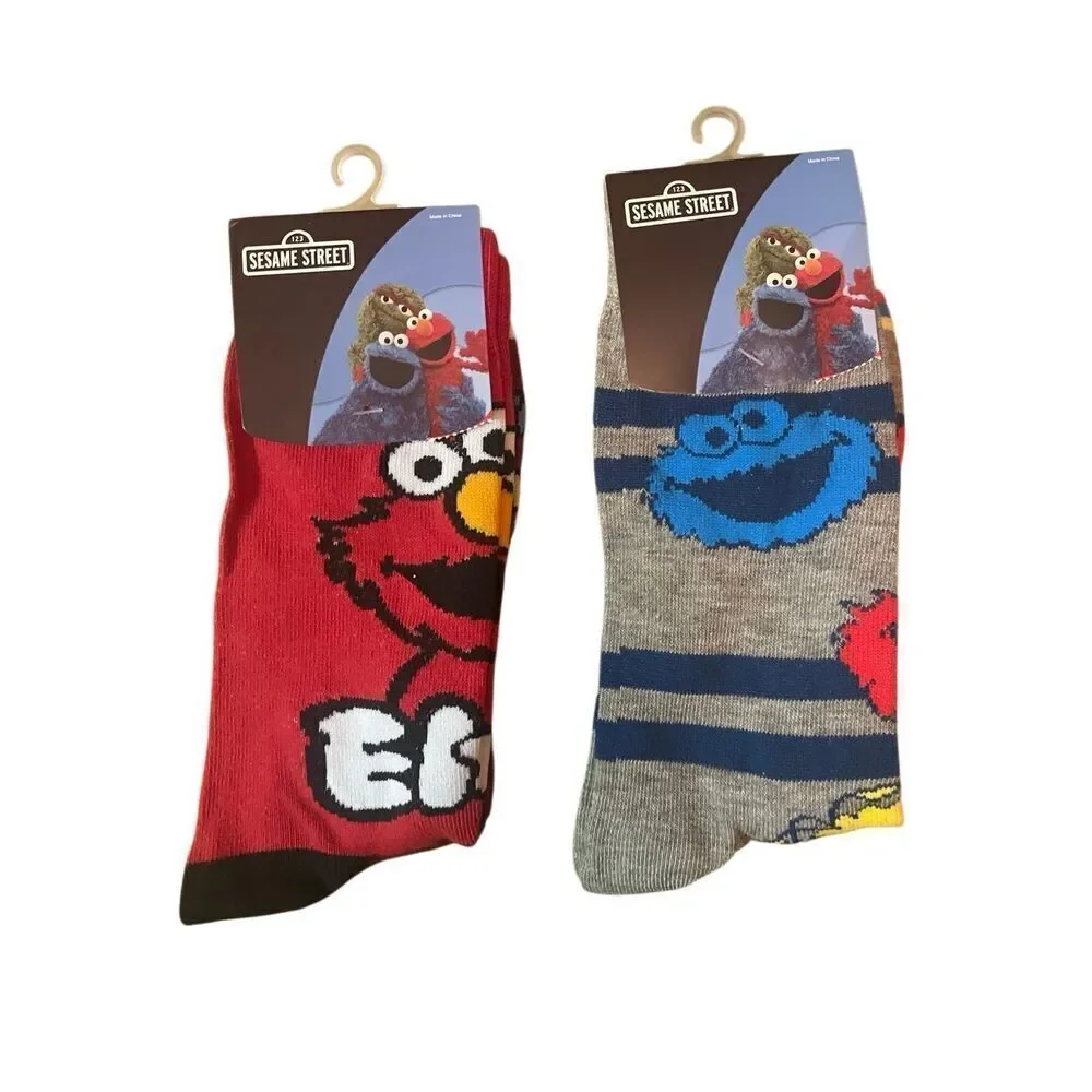 Sesame Street Elmo & Cookie Monster Novelty Crew Socks Size 10–13
